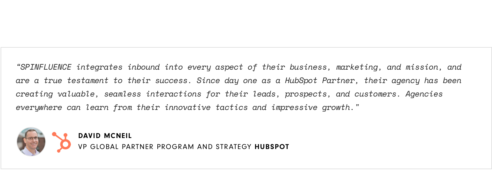 Testimonial from HubSpot VP